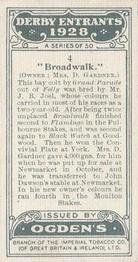 1928 Ogden's Derby Entrants #4 Broadwalk Back